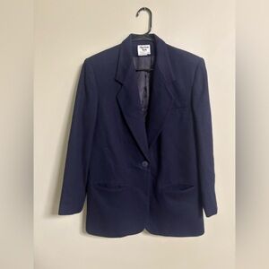 Harrison Kent Single Breasted Collared Womens 10 Navy Blue Blazer Wool Vintage